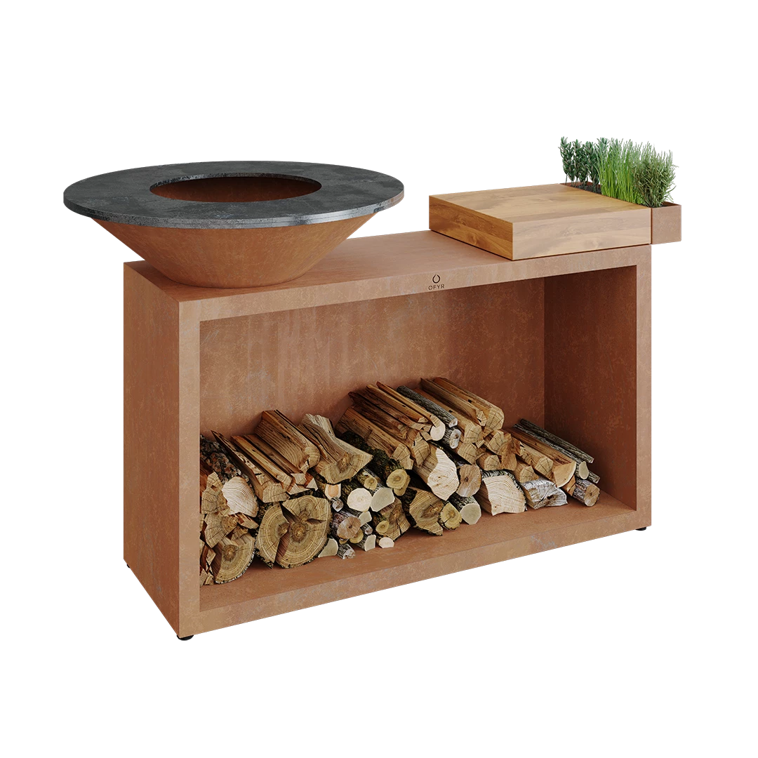 Ofyr Island Corten 85-100 Teakhout En Donker Grijs Keamiek 1 Ofyr Island Corten 85-100 Teakhout En Donker Grijs Keamiek